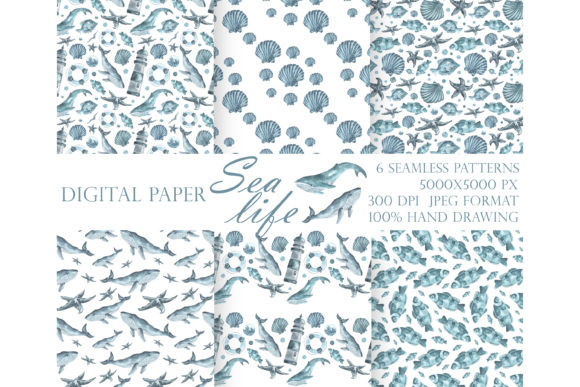 Beach Seamless Pattern: Sea Ocean Whale