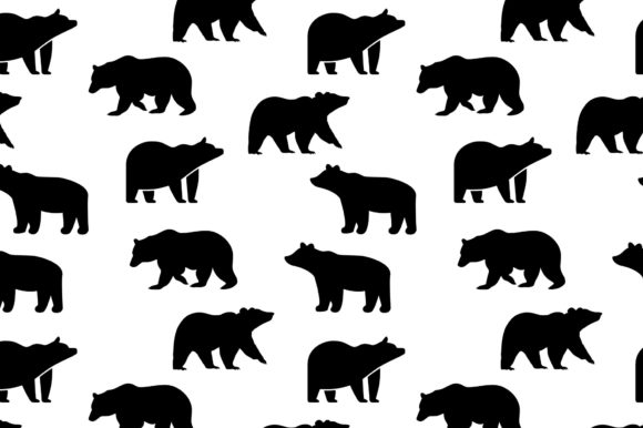 Black Bear Silhouette Seamless Pattern