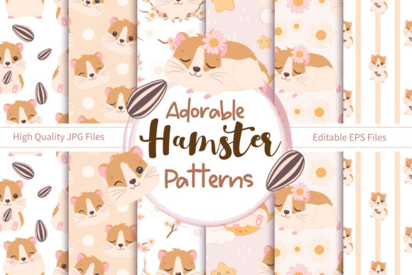 Cute Little Hamster Seamless Pattern Set for Creative Projects