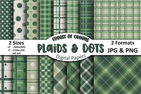Forest of Greens Plaids Dots 16 Papers