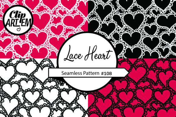 Lace Heart 4 Seamless Pattern Surface for Lingerie and Decor