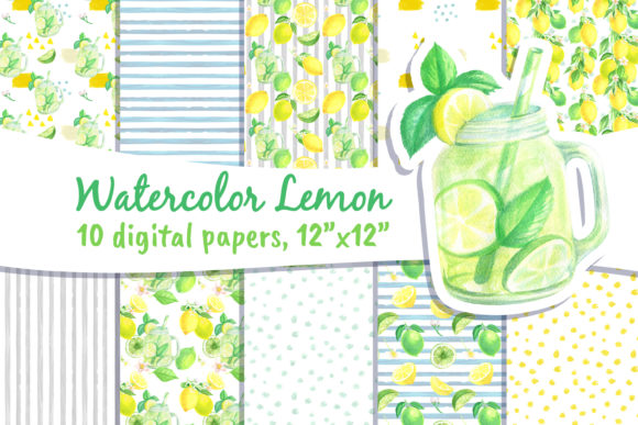 Lemons Digital Paper Clip Art Seamless
