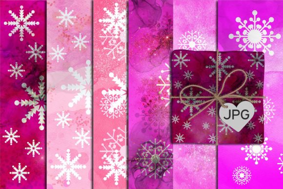Pink Winter Snowflakes Digital Papers