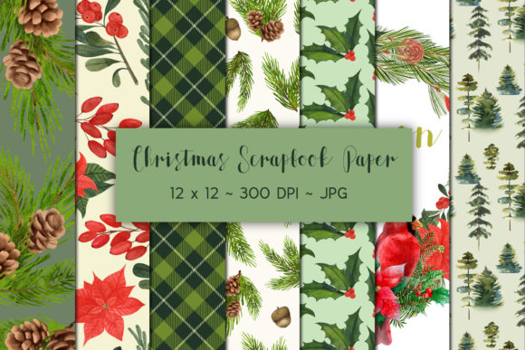 Red and Green Christmas Scrapbook Paper