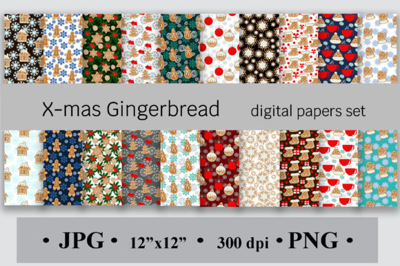 X-mas Gingerbread Digital Papers Set